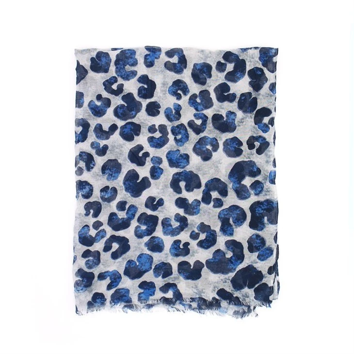 Blue Flower Printed Scarf S005